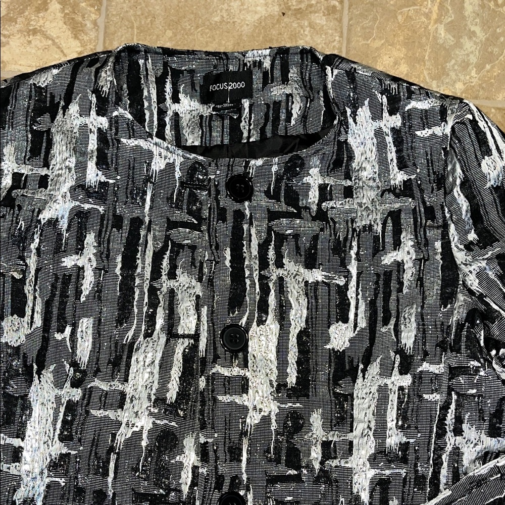 Focus 2000 Black and Gray Abstract Blazer - Picture 5 of 16